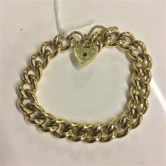 9ct gold curb link bracelet with padlock clasp